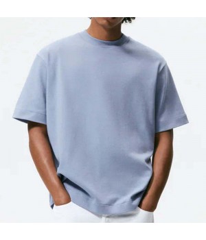 men's heavy cotton t shirt High Quality Custom LOGO desgin Blank oversized drop shoulder rib o-neck tshirt for men