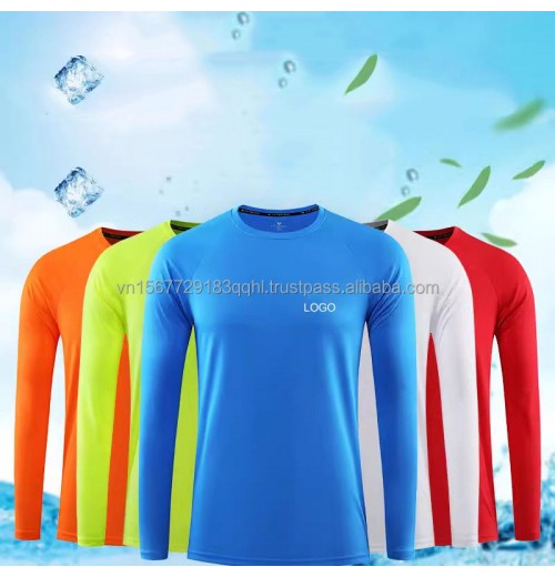 Plain men's Long Sleeve T Shirt Polyester Quick Dry Fit Tshirts Custom Sublimation Printing Logo Unisex Gym Sports T Shirts