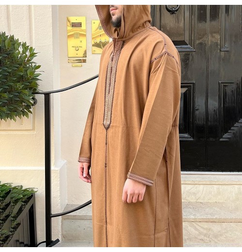 Moroccan Kaftan Men Thobe Robe with Pockets High Quality Arabic Custom Islamic Clothing Dubai Wholesale Muslim Men Thobe