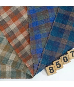 #8507 Manufacturer custom soft woman men shirting cloth 100%linen material yarn dyed plaid check fabric linen fabrics