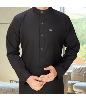 Men's V-Neck Long Sleeves Linen Kaftan Thobe Plus Size Arabic Prayer Eid Clothes Night Gown Shirt Loungewear for Eid & Prayer