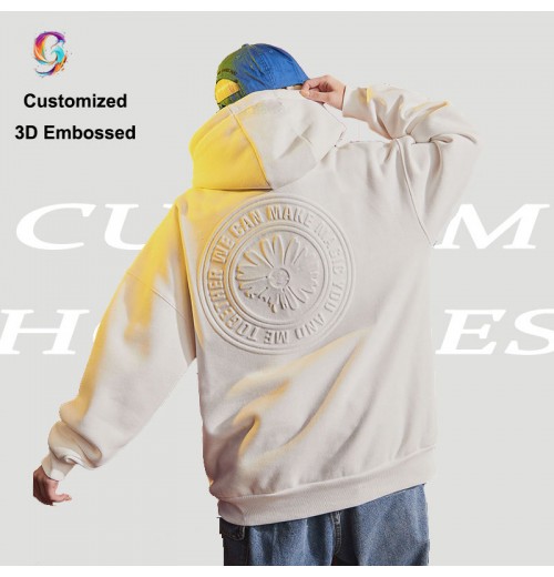 Custom 3d embossed logo cropped hoodie mens clothing manufacturer premium quality cotton oversized mens hoodies&sweatshirts