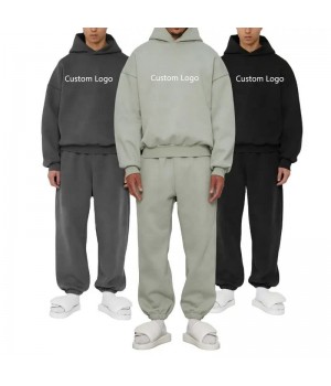 Wholesale Custom Luxury Two Pieces Sweatpants And Hoodie Set Heavyweight Hip Hop Oversized Baggy Cotton Tracksuits For Men