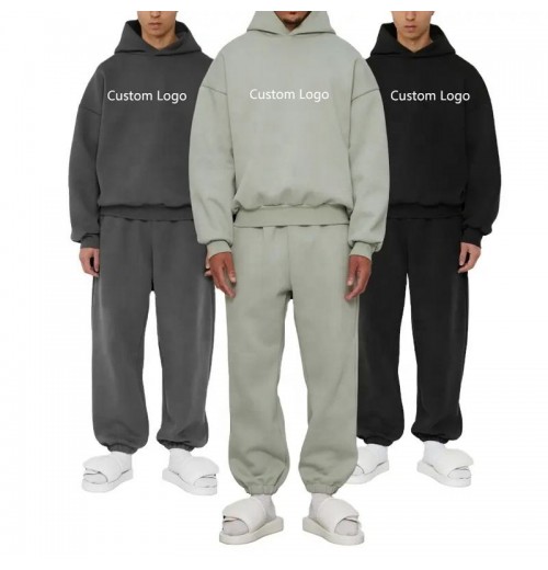 Wholesale Custom Luxury Two Pieces Sweatpants And Hoodie Set Heavyweight Hip Hop Oversized Baggy Cotton Tracksuits For Men