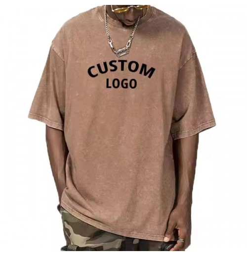 Custom Logo Tee Vintage Blank Plain T-shirt Cotton Stone oversized Washed Tshirt Printing embroidery Men Acid Washed T Shirt