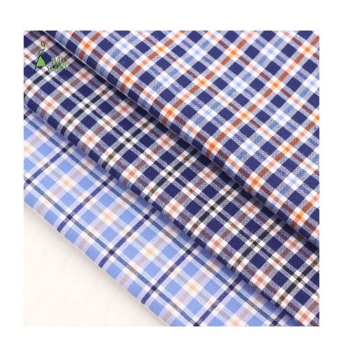 Stock Plaid Shirting Fabrics Woven 40%Polyester 30%Cotton 30%Viscose Poplin Fabric For Men's Garments And Shirts