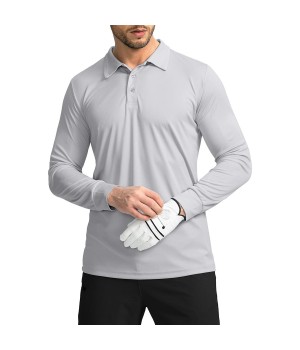 Wholesale Golf Clothing Polyester Spandex Custom Logo Long Sleeve Shirts Classic Comfortable Golf Polo Shirt For Men