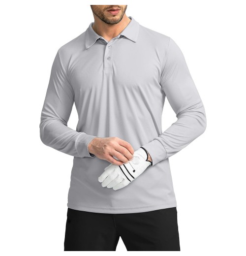 Wholesale Golf Clothing Polyester Spandex Custom Logo Long Sleeve Shirts Classic Comfortable Golf Polo Shirt For Men